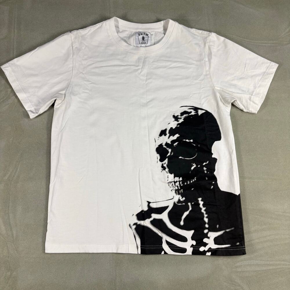 Faith Connexion 100% Human Skeleton Graphic‎ T-Shirt Sz XL Preowned